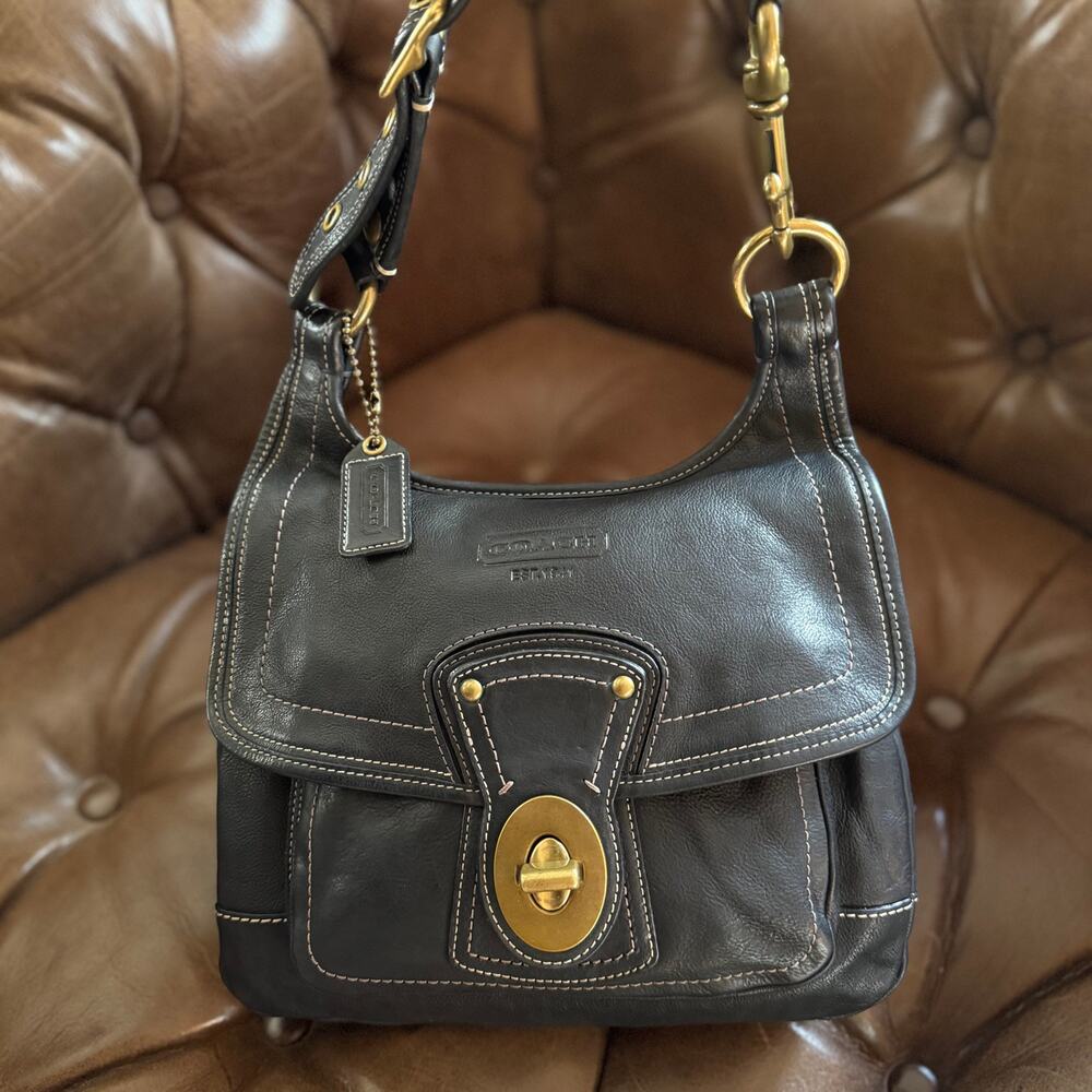 Vintage Coach 65th Anniversary Legacy Hippie Black Leather Bag 10325